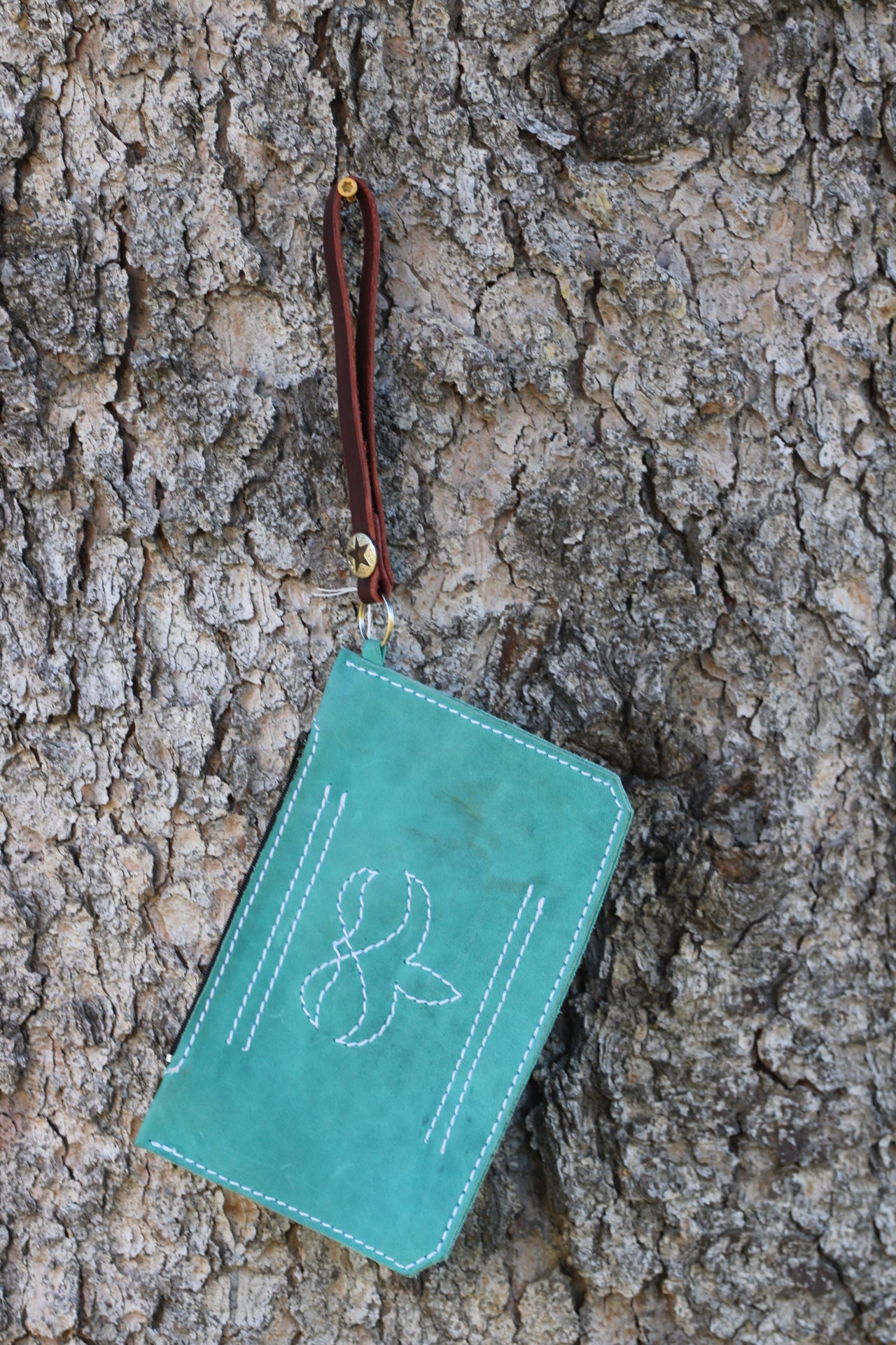 Turquoise Bootstitch Clutch