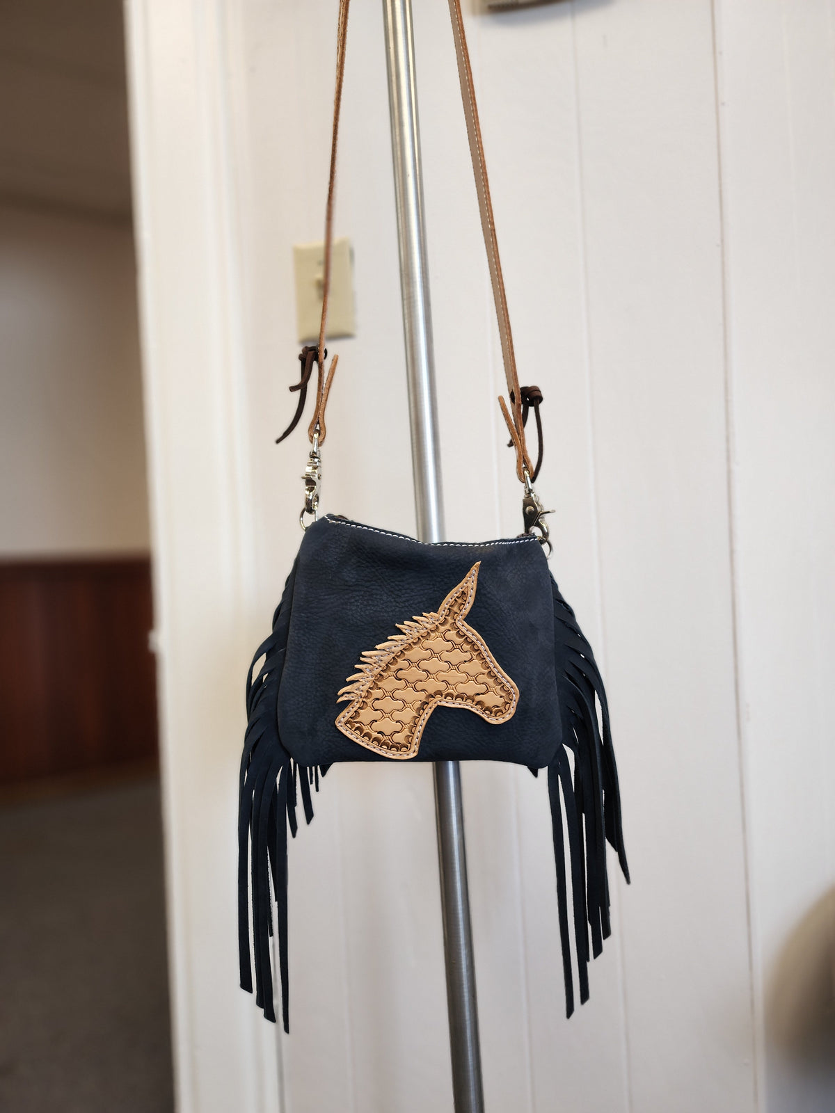 Dark Blue Mule Head Purse