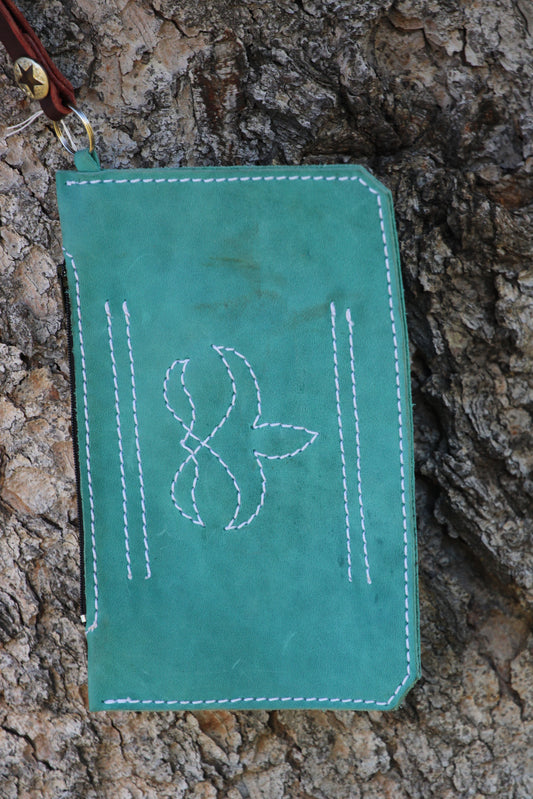 Turquoise Bootstitch Clutch