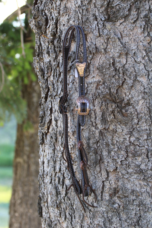 Black Headstall with copper accent