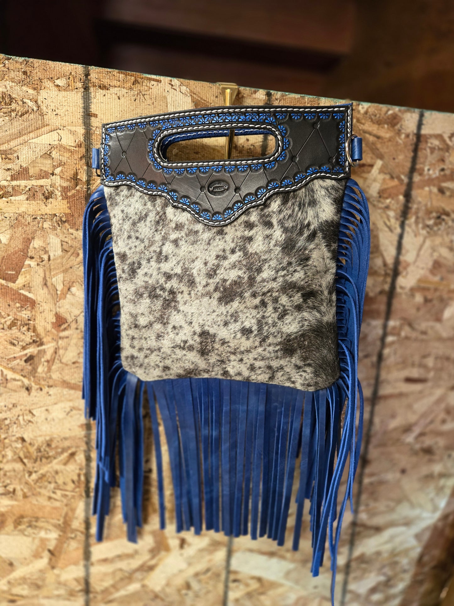 Cowhide & Vintage Blue Purse