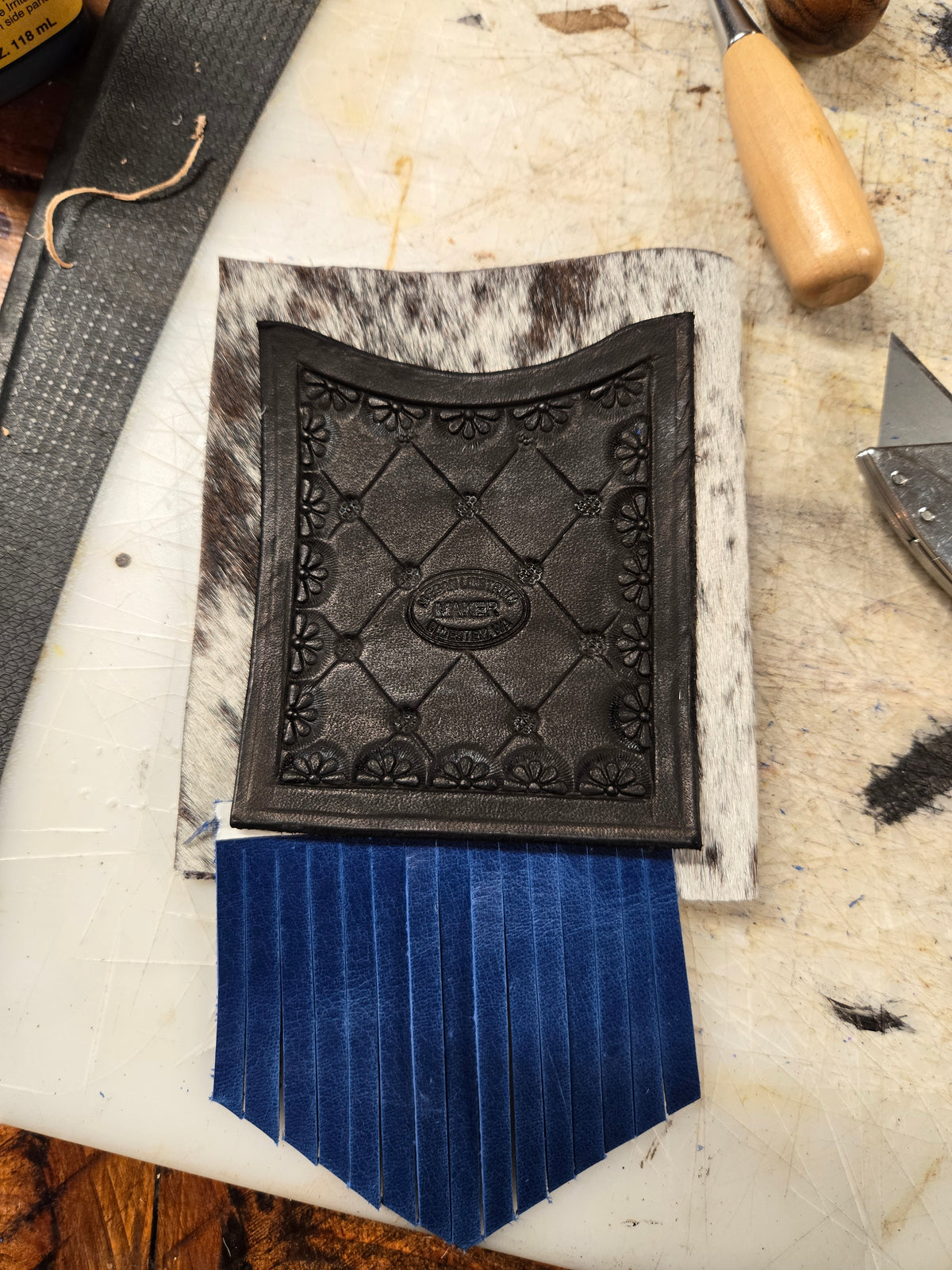 Cowhide & Blue Card Wallet