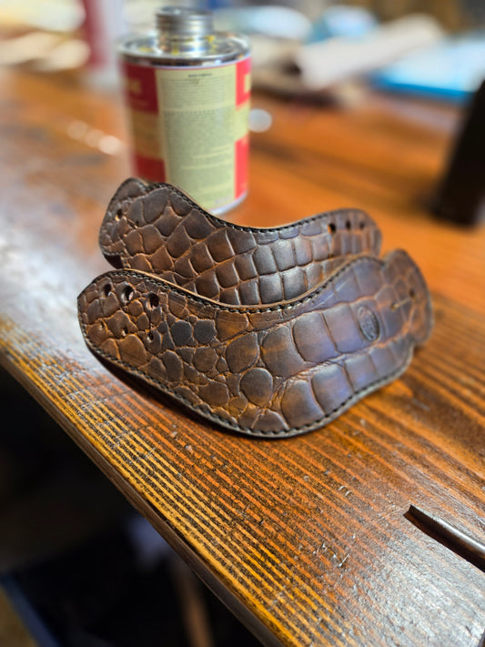 Faux Croc-o-gator Dove Wing Spur Straps
