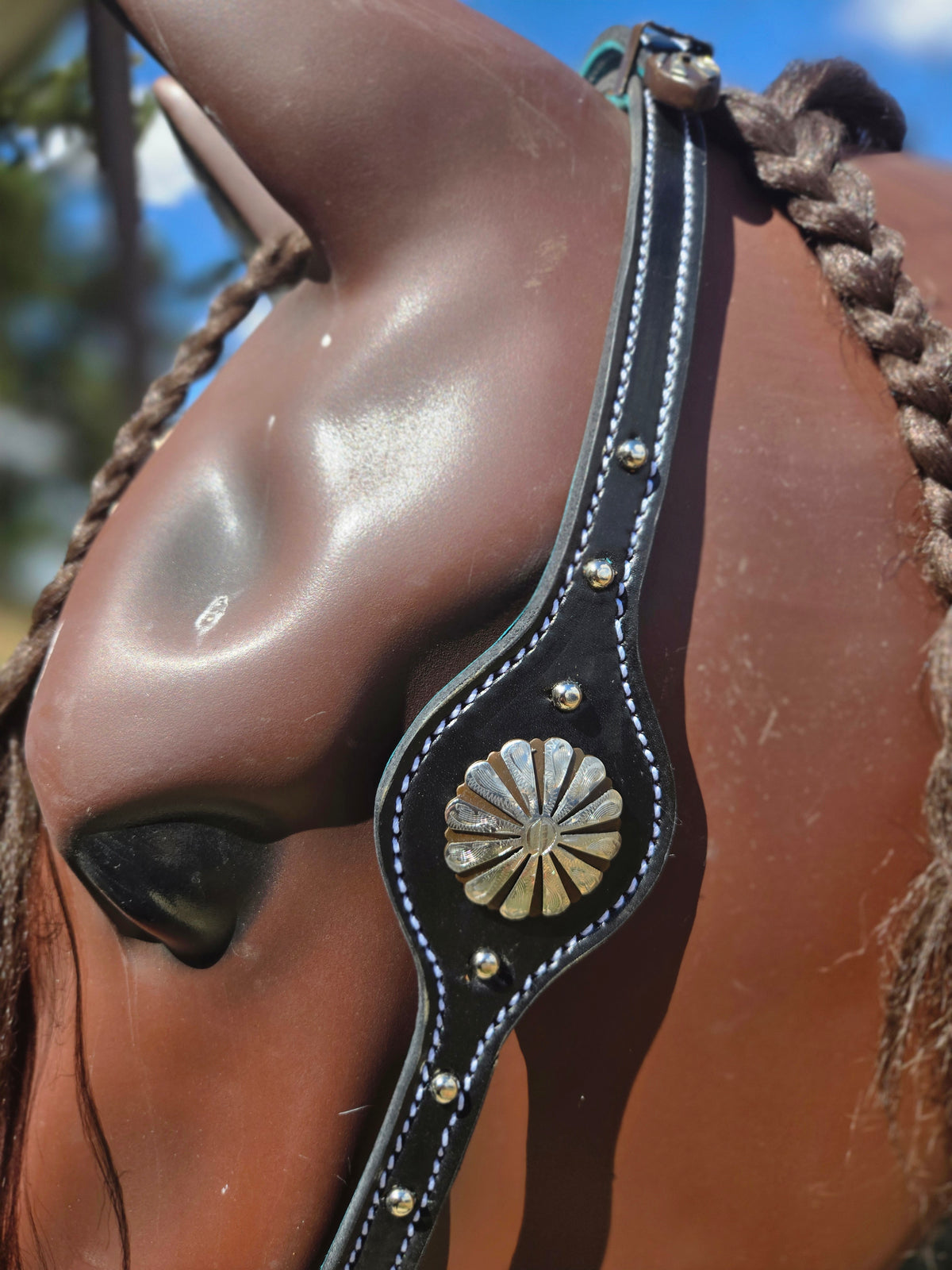 Silver Plated Flower Concho Set