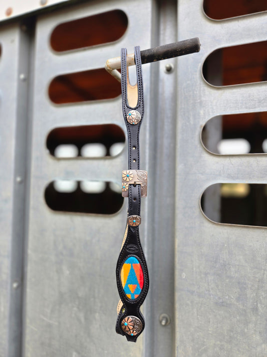 Black Pendleton Inlay Split Ear Headstall