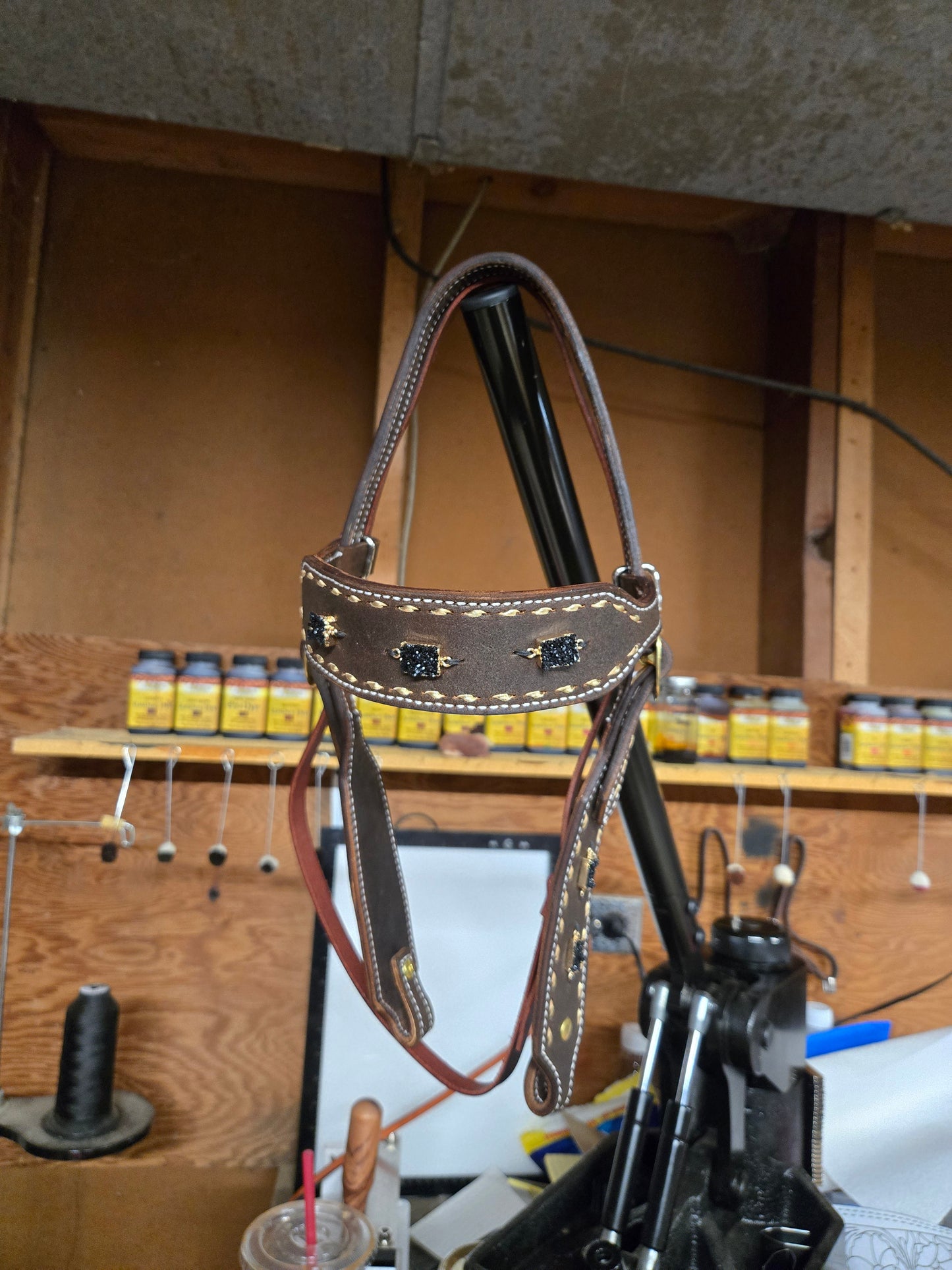 Black Druzy Gag Headstall