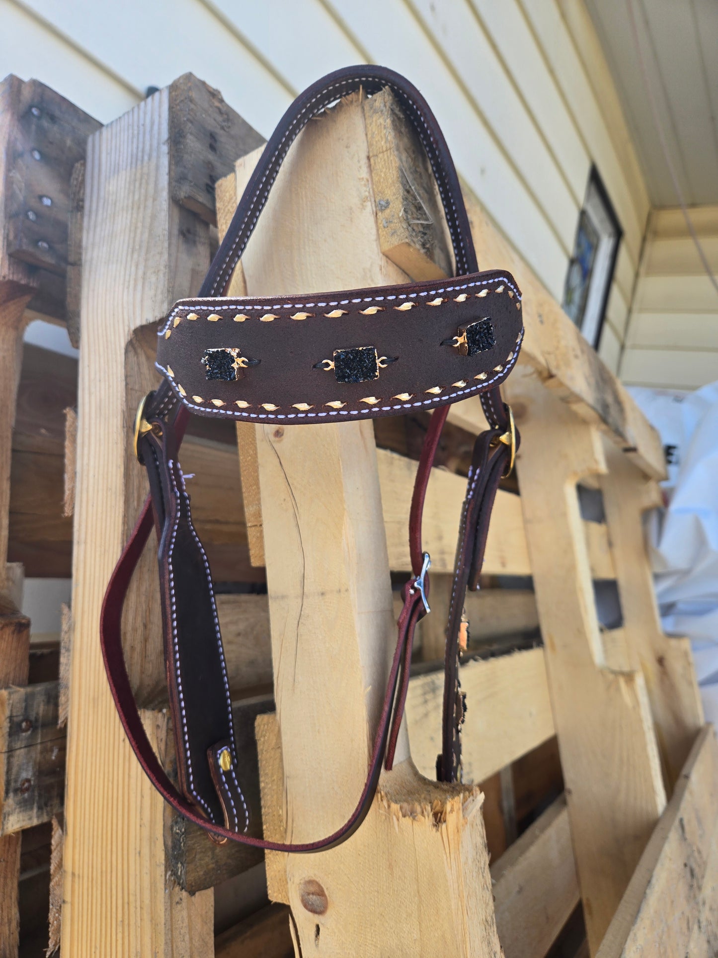Black Druzy Gag Headstall
