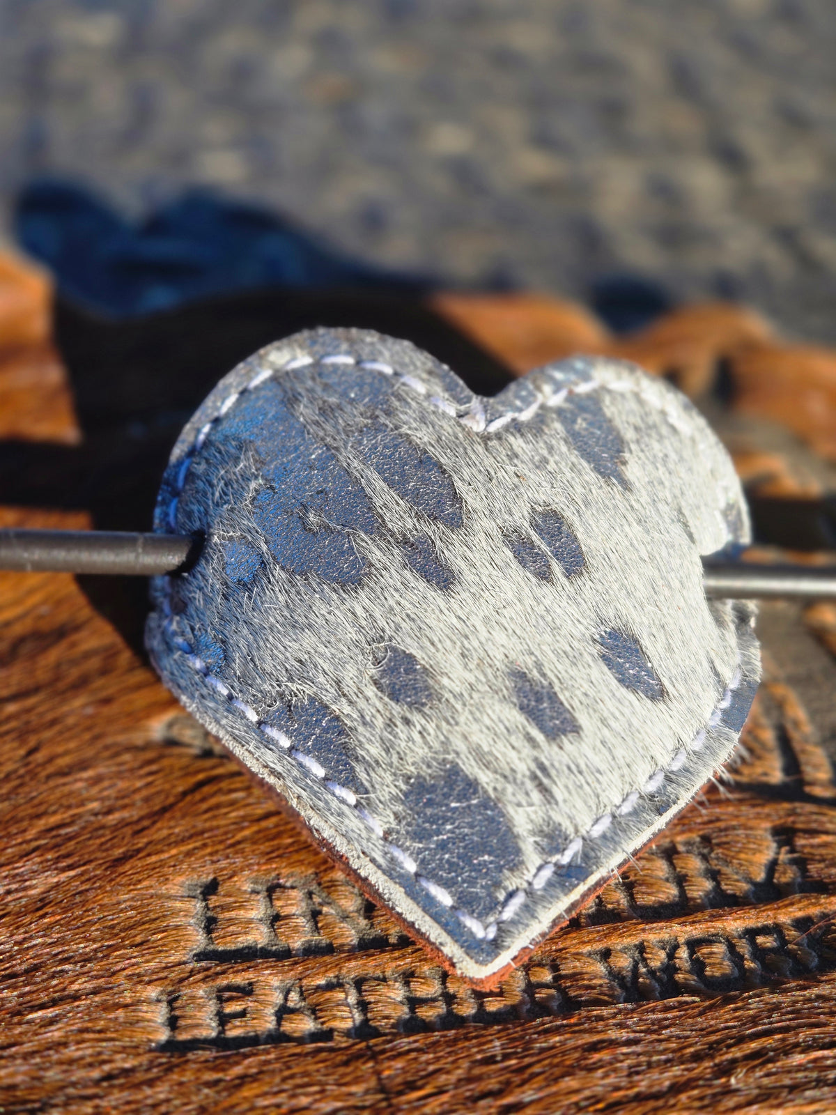 Acid Wash Cowhide Barrette