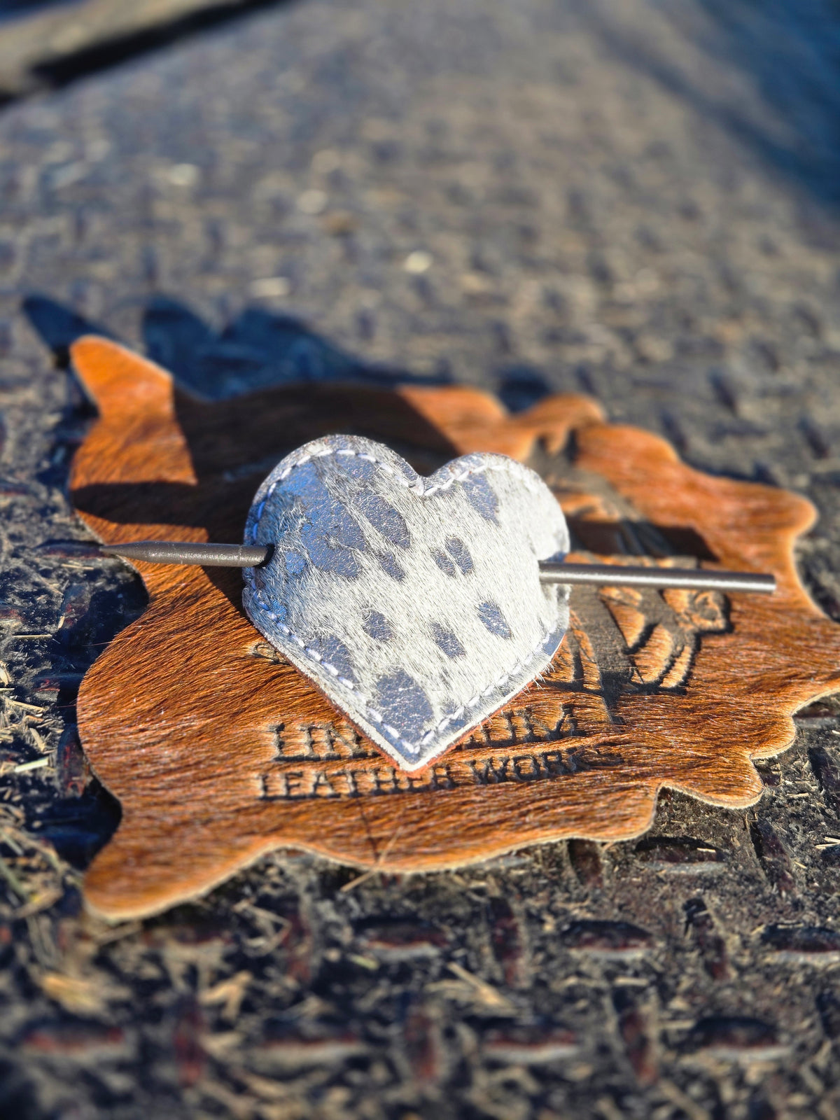 Acid Wash Cowhide Barrette